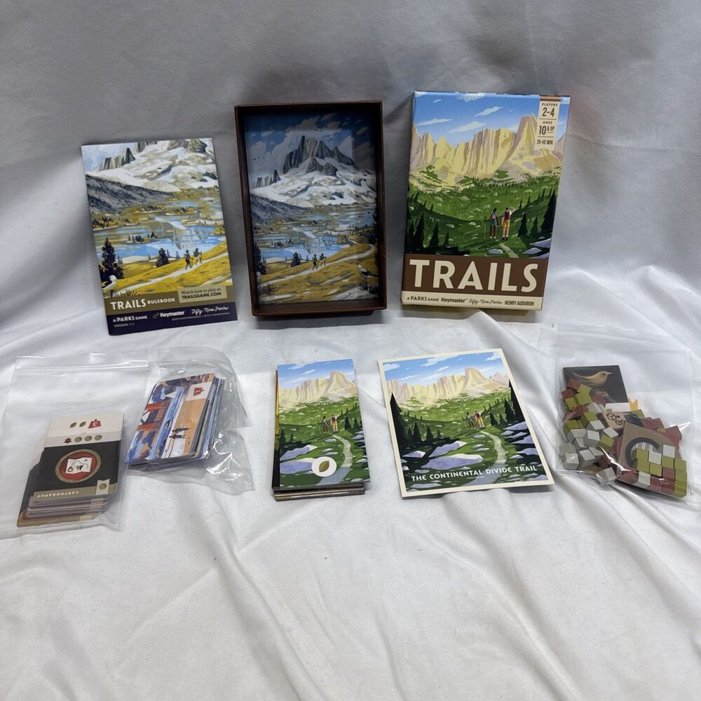 Trails A Parks Hiking Card Board Game Keymaster 2-4 Players Audubon New Open Box